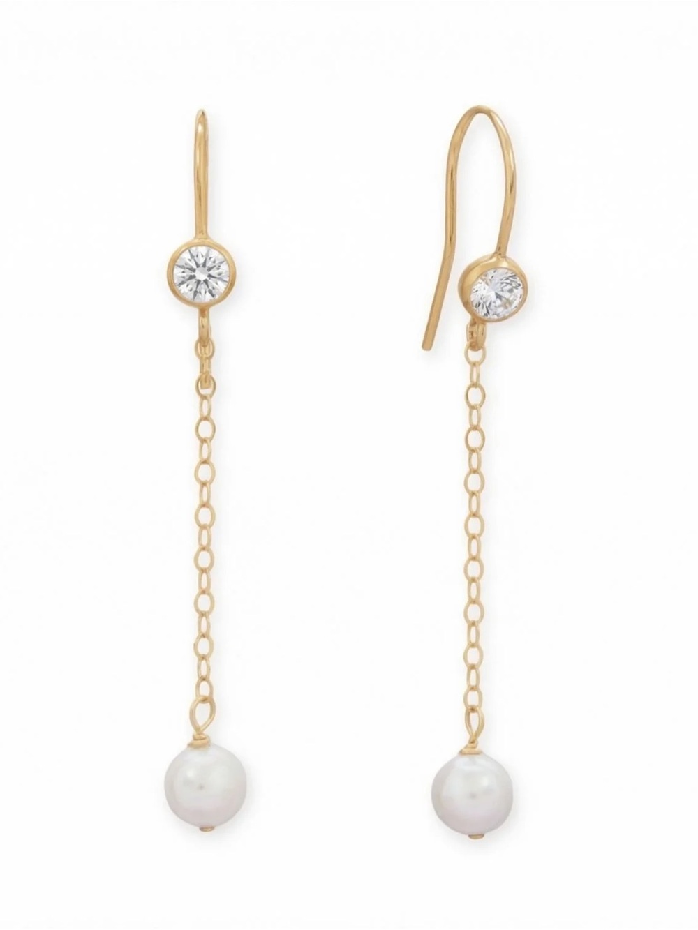 NWT - 14K Gold Filled CZ and Cultured Freshwater Pearl Drop Earrings